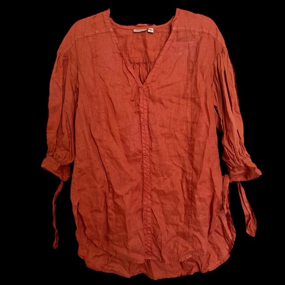 Anthropologie Holding Horses Linen Tunic Top Size S Tie Sleeves Beachy Boho - Picture 2 of 9